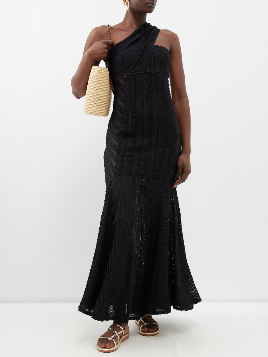 Black Francy one-shoulder mesh maxi dress | Charo Ruiz | MATCHES UK