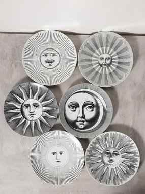 Fornasetti Set of six Soli e Lune porcelain plates