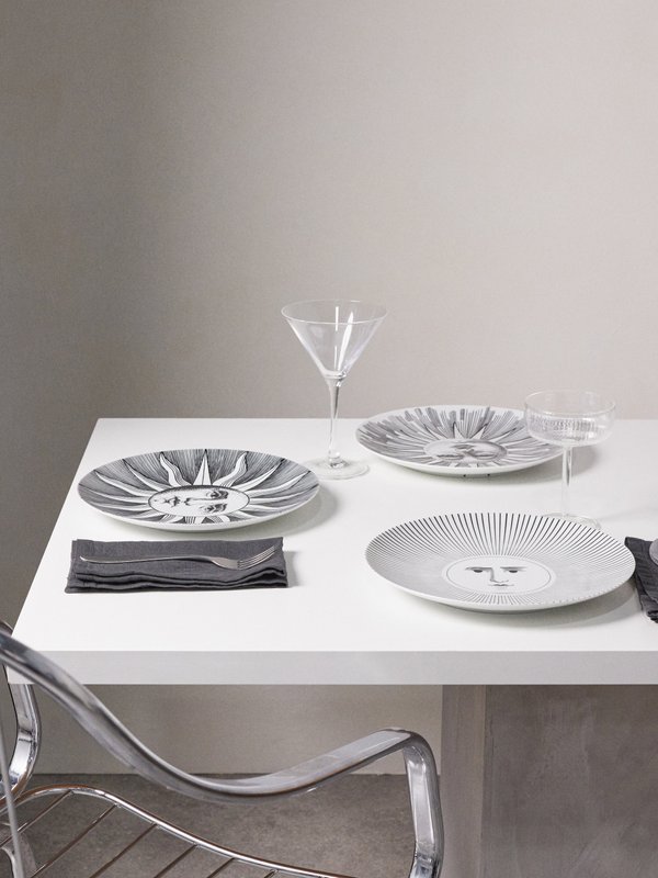 Fornasetti Set of six Soli e Lune porcelain plates