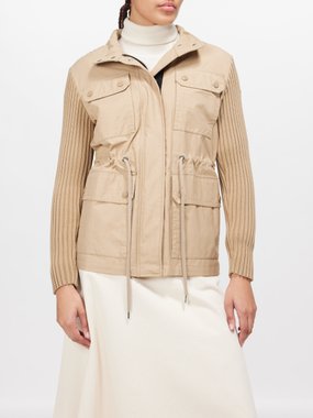 Moncler Hybrid knit-sleeve cotton-twill jacket