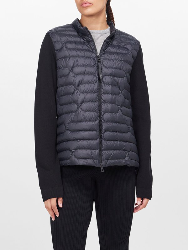 Black Hybrid knit-sleeve cotton and down jacket | Moncler | MATCHES UK