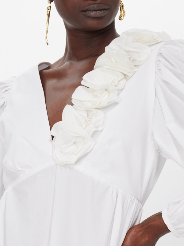 Kika Vargas Carianne floral-appliqué cotton-poplin mini dress
