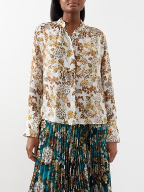 Mary Katrantzou Foliage-print silk shirt