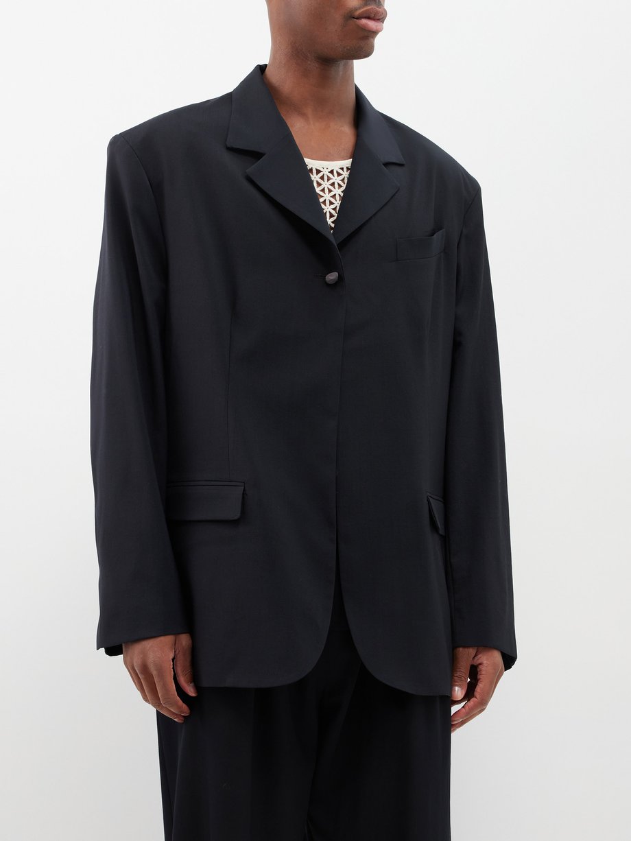 Black Single-button merino blazer | Albus Lumen | MATCHES UK