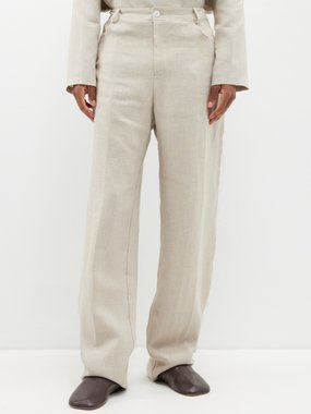 Albus Lumen Raw-edge linen wide-leg trousers