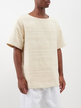 Albus Lumen Oversized slubbed-linen canvas T-shirt