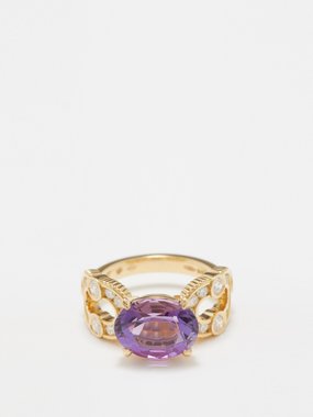 Viltier Magnetic Enchaineé diamond, amethyst & gold ring
