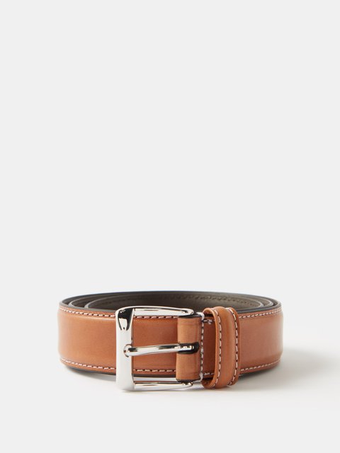 Brown Crocodile-effect leather belt, Anderson's