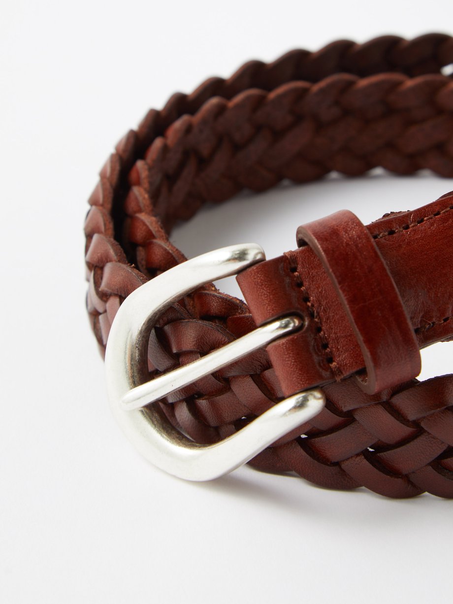 Anderson's Woven Leather Belt Brown