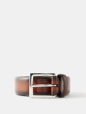Anderson's Square-buckle burnished-leather belt