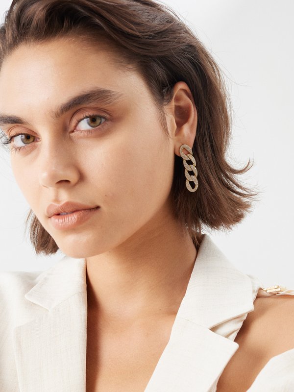FALLON Curb-chain crystal & gold-plated drop earrings