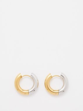 FALLON Two-tone 18kt gold & rhodium-plated hoop earrings