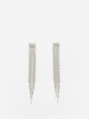 FALLON Waterfall bar rhodium-plated earrings