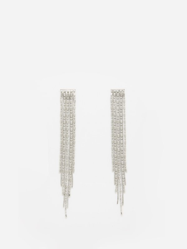 FALLON Waterfall bar rhodium-plated earrings