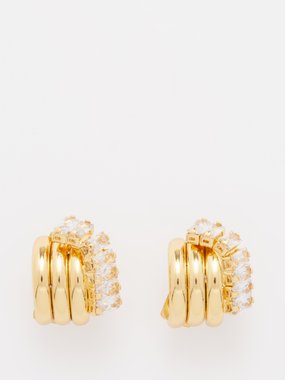 FALLON Triple Wrap crystal & gold-plated hoop earrings