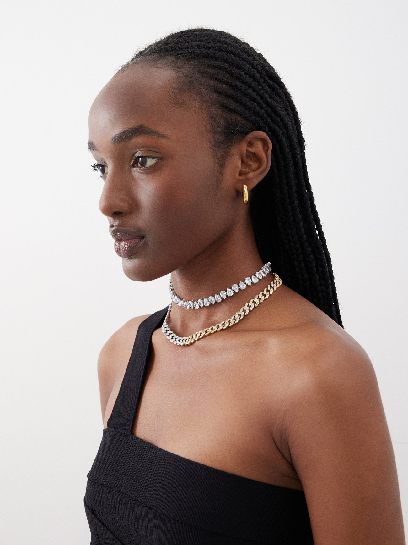 Jagged Edged crystal & rhodium-plated choker