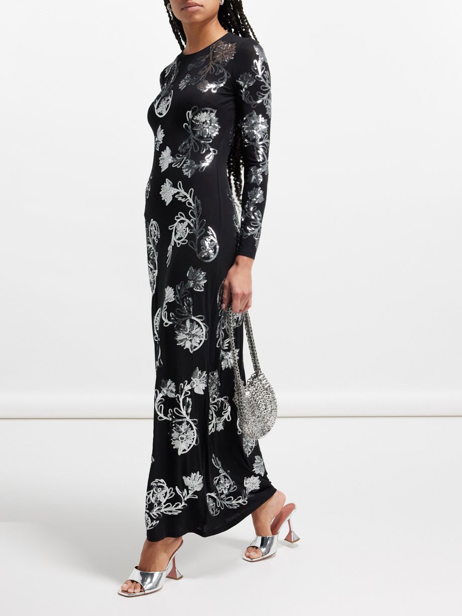Rabanne Sequinned-floral jersey gown