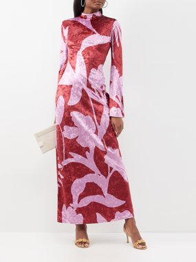 Eywasouls Malibu Rachel floral-print velvet maxi dress