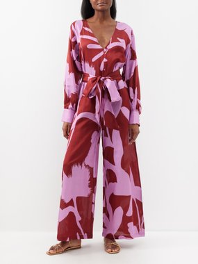 Eywasouls Malibu Coco floral-print cotton-blend jumpsuit