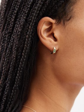 Roxanne First Tsavorite & 14k gold hoop single earring
