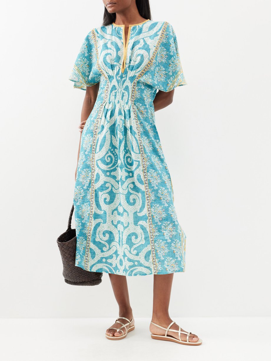 Blue Tasa cotton-khadi midi dress | D'Ascoli | MATCHES UK