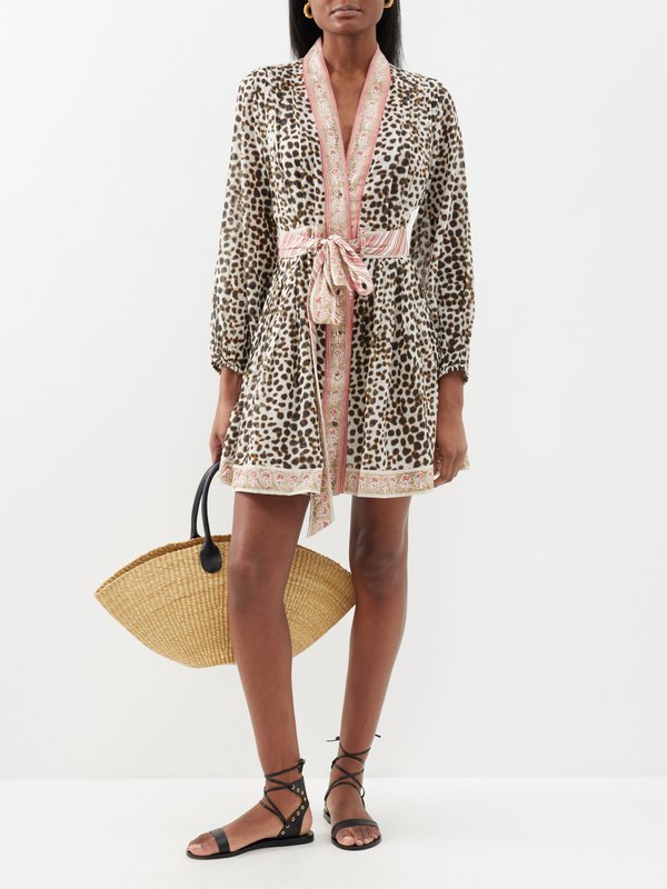 D'Ascoli Nishka leopard-print cotton-khadi mini dress