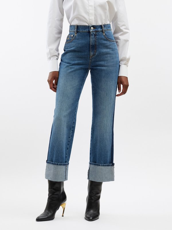 Blue Side-stripe cuffed jeans, Alexander McQueen