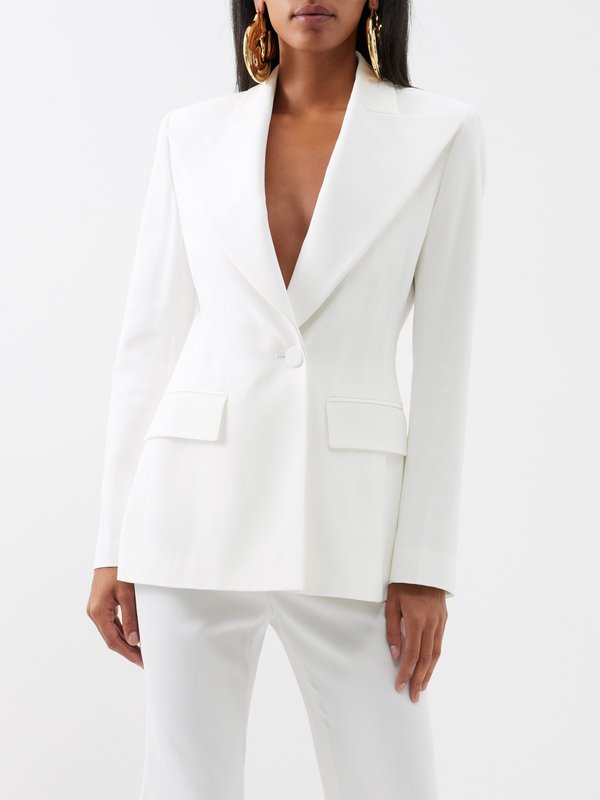 Women's White Blazer - Crepe Blazer