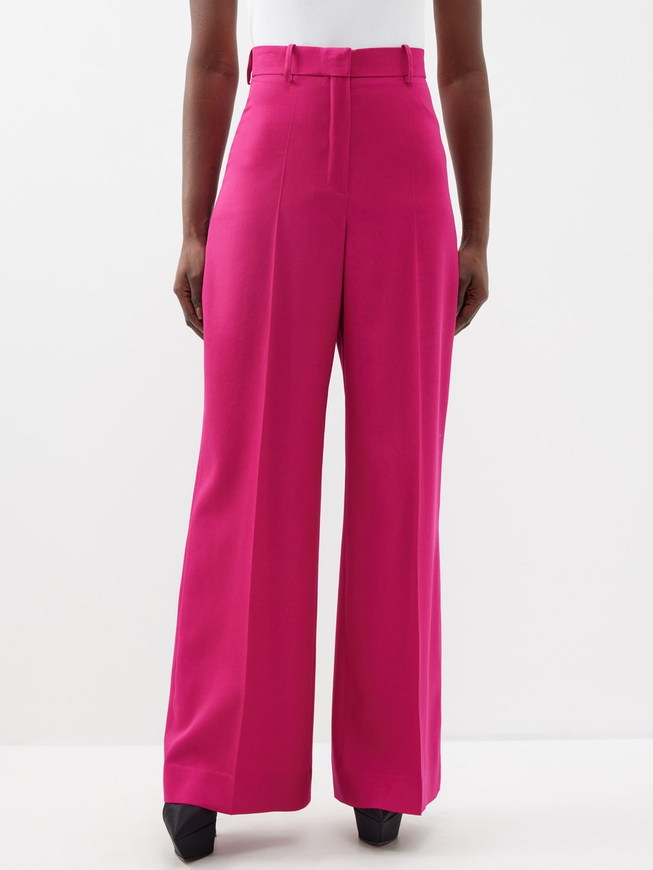 Pink High-rise wool-gabardine wide-leg trousers | Nina Ricci ...