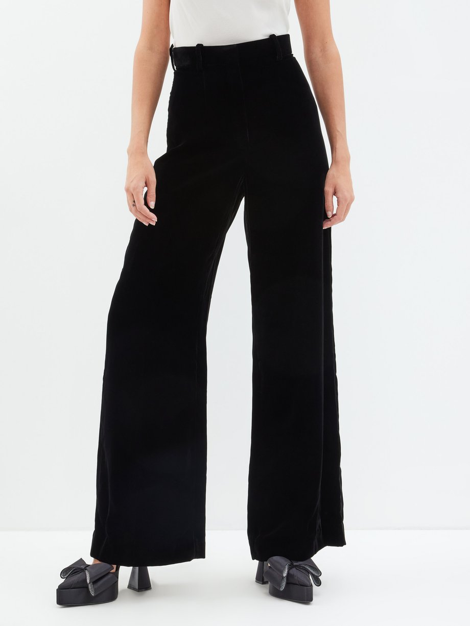 Slim Fit Black Velvet Dress Trousers | Buy Online at Moss