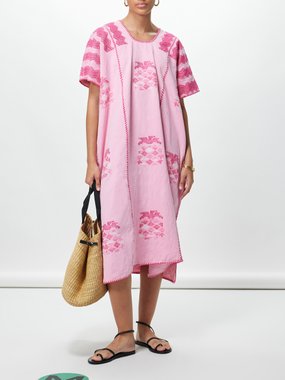 Pippa Holt No.688 pineapple-embroidered cotton kaftan