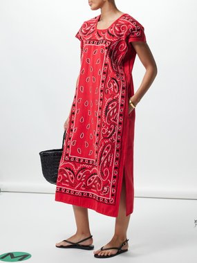Pippa Holt Paisley-embroidered cotton-blend kaftan