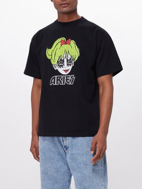 logo patch-work T-shirt, Aries