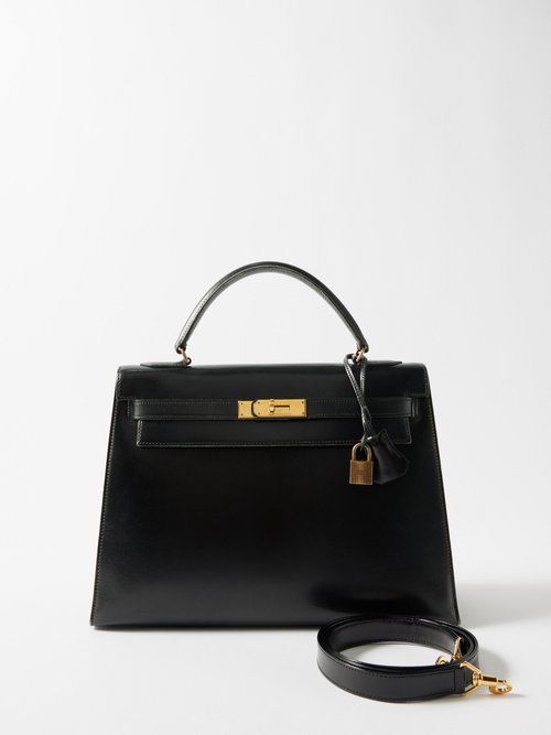 Matches X Sellier Vintage Hermès Kelly 32cm Handbag In Black