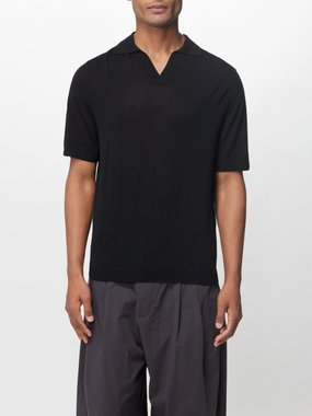 Allude Open-collar wool polo shirt