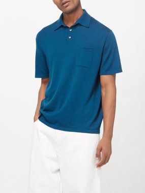 Allude Knitted wool polo shirt