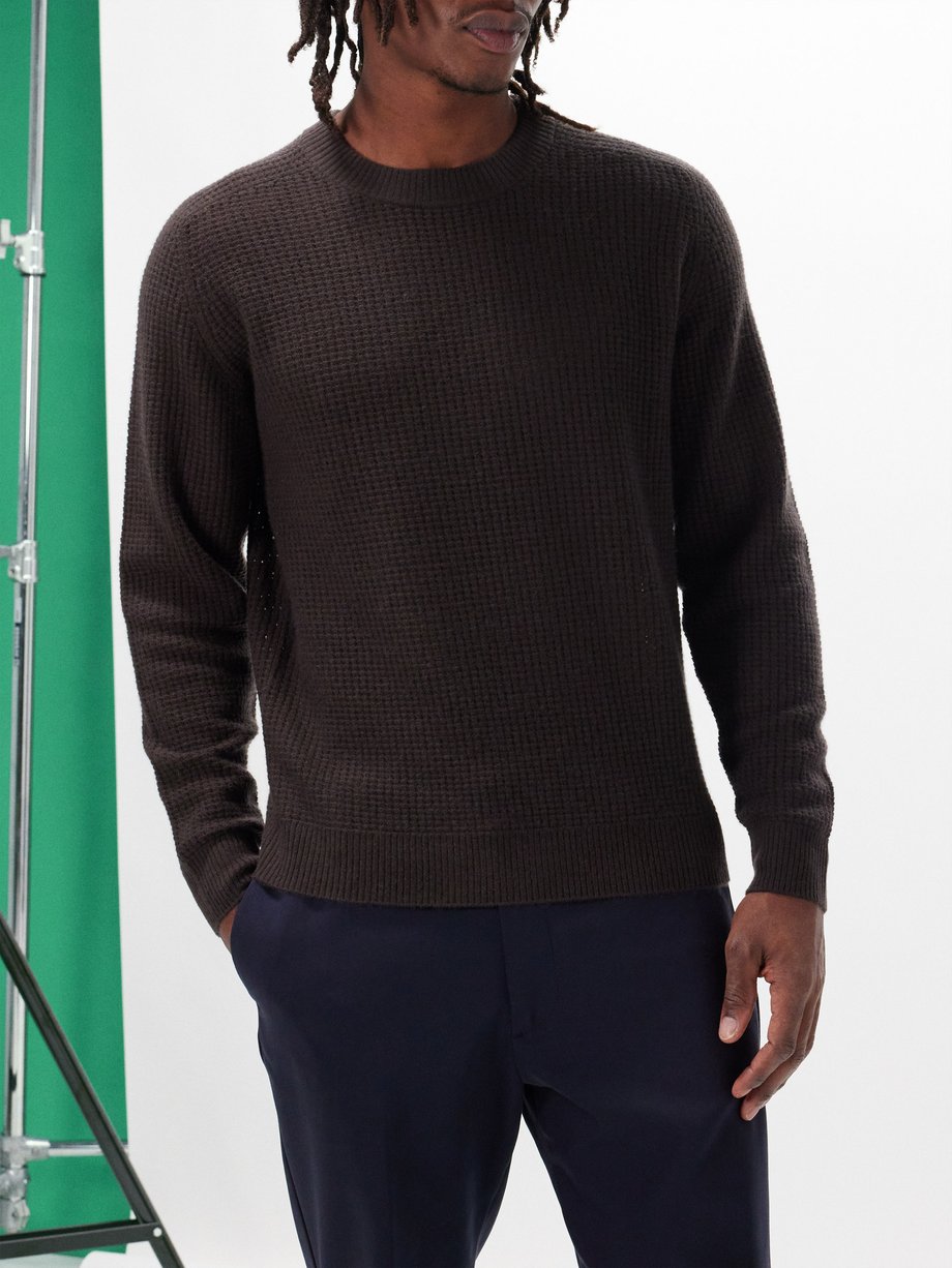Brown Crew-neck wool-blend sweater | Allude | MATCHES UK