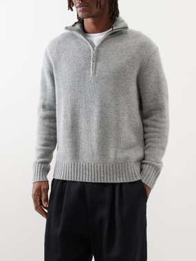 Allude Quarter-zip cashmere sweater