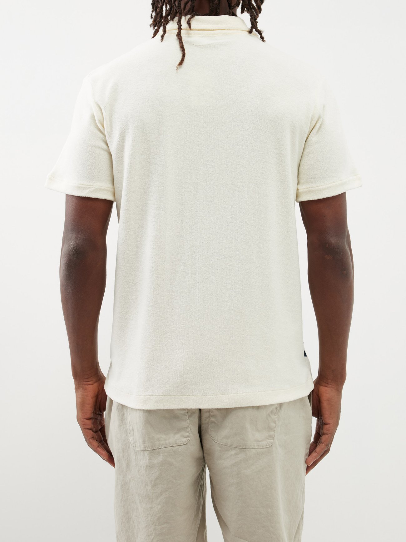 Cuban-collar cotton-terry shirt