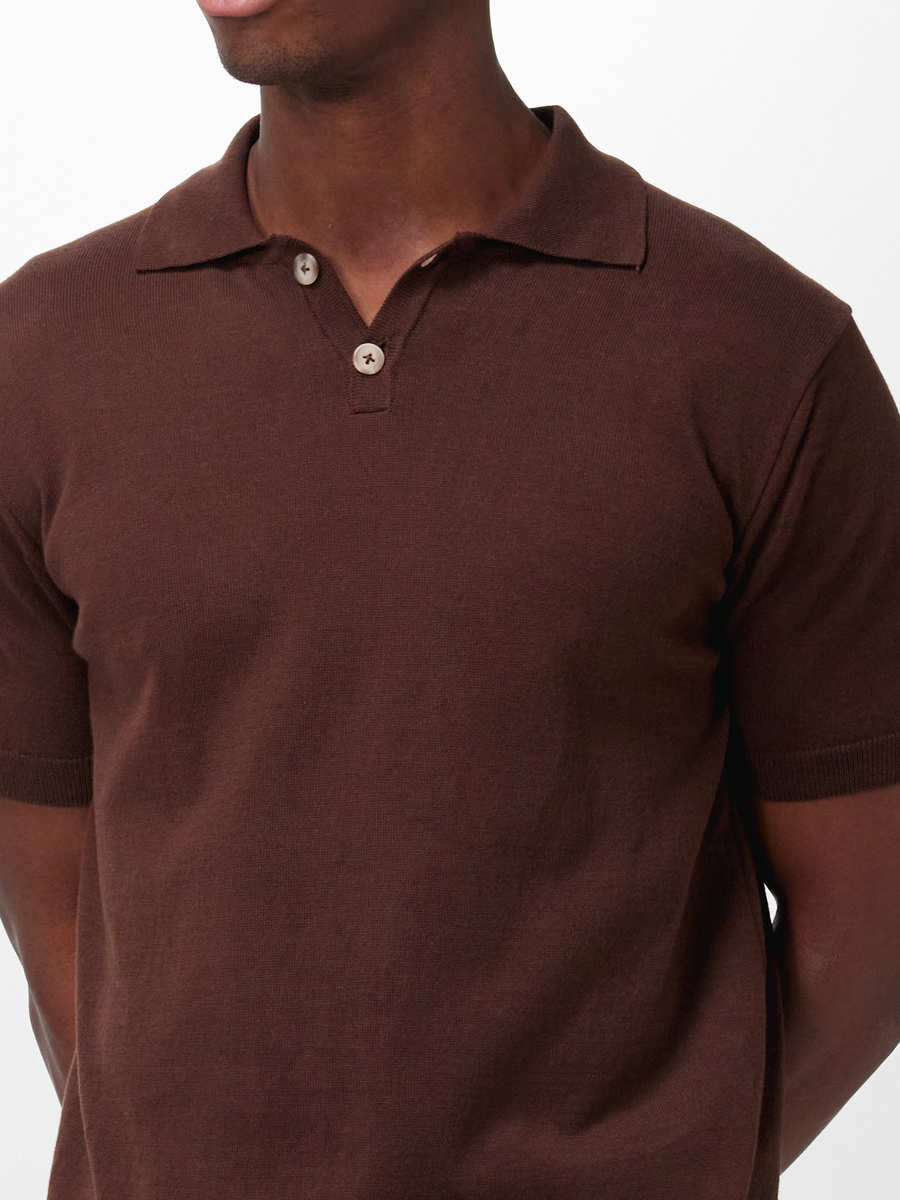 Brown MAN Modern Fit Resort Neck Polo T-Shirt 2813242