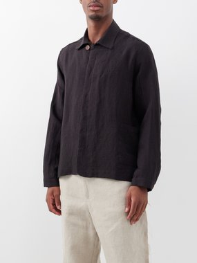 Marané Concealed-placket linen jacket