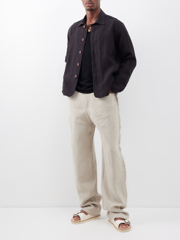 Marané Concealed-placket linen jacket