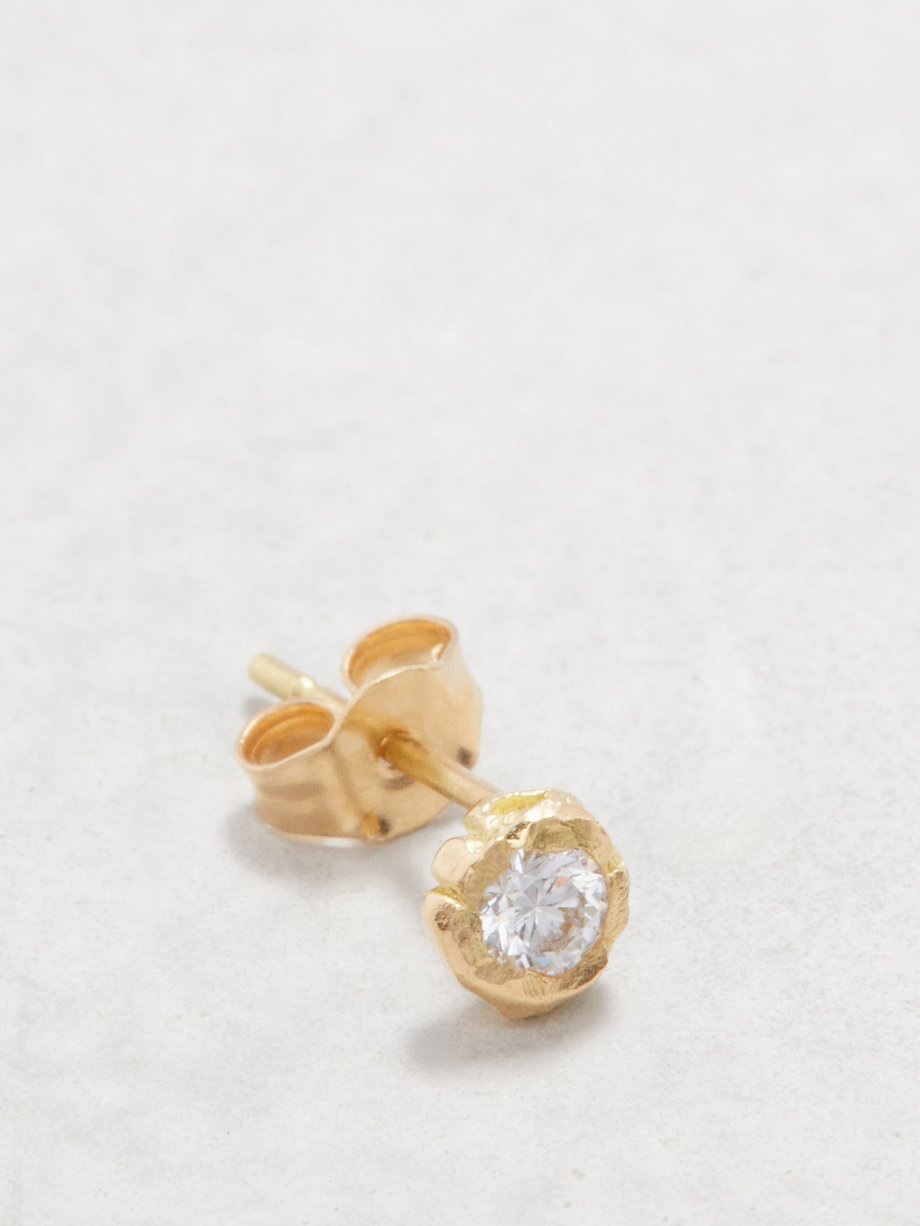 Healers Diamond & 18kt recycled gold single stud earring