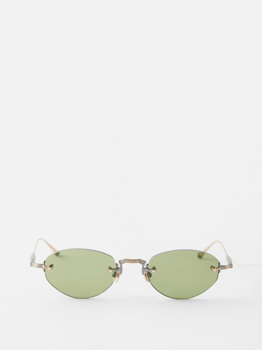 Gold Rimless oval titanium sunglasses | Matsuda | MATCHES UK