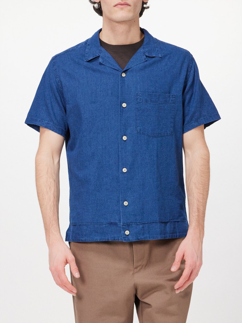 Blue Havana linen-blend shirt | Oliver Spencer | MATCHES UK