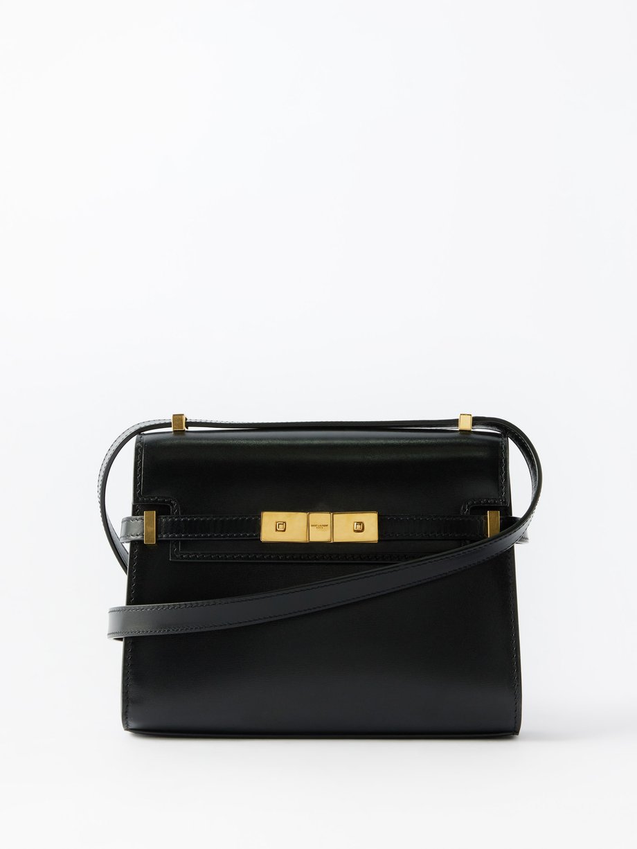 Black Manhattan mini leather cross-body bag | Saint Laurent | MATCHES UK