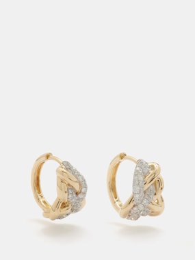 Yvonne Léon Braided diamond & 9kt gold earrings