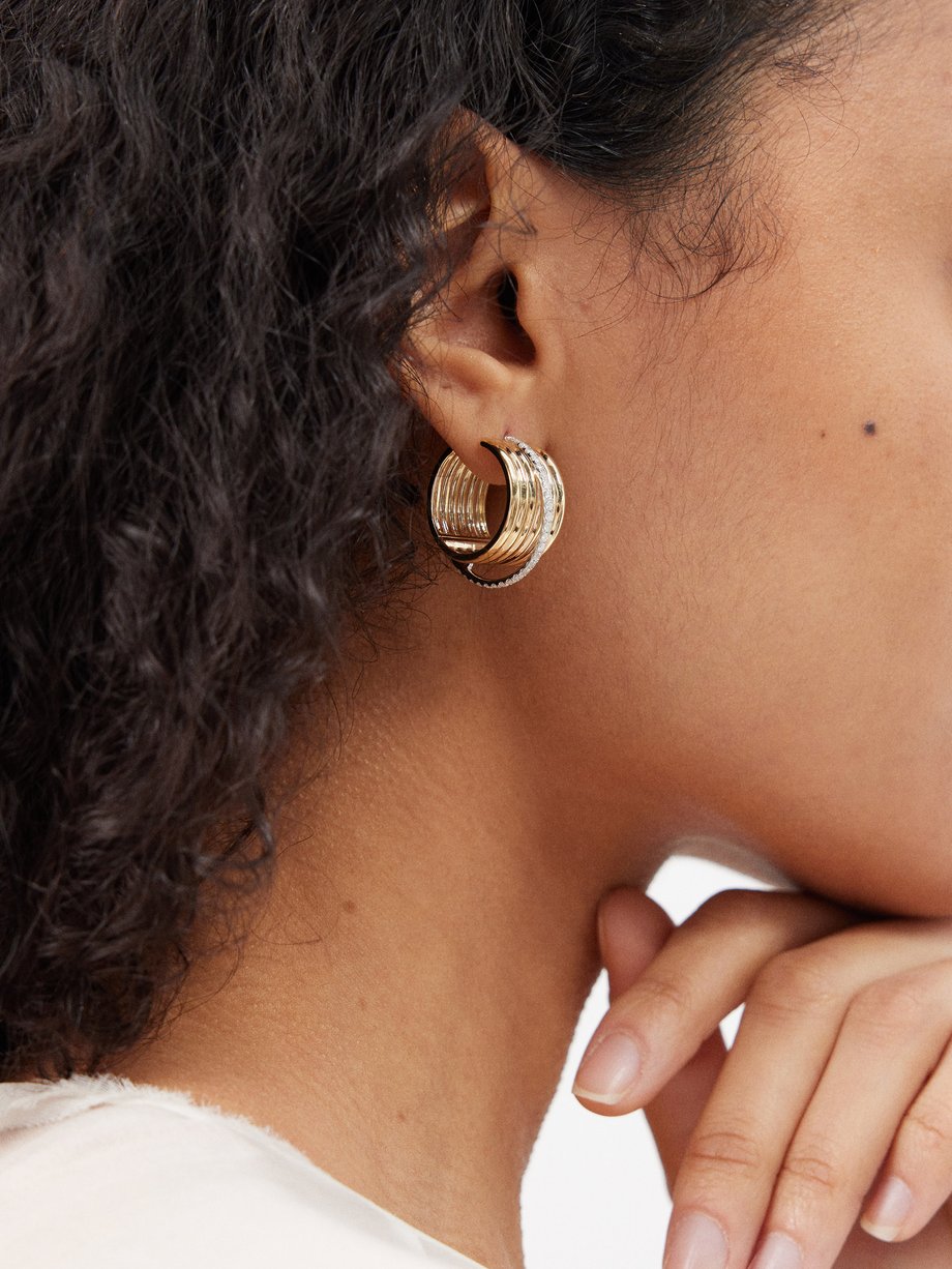 Yvonne Léon Hoop diamond & 9kt gold earrings