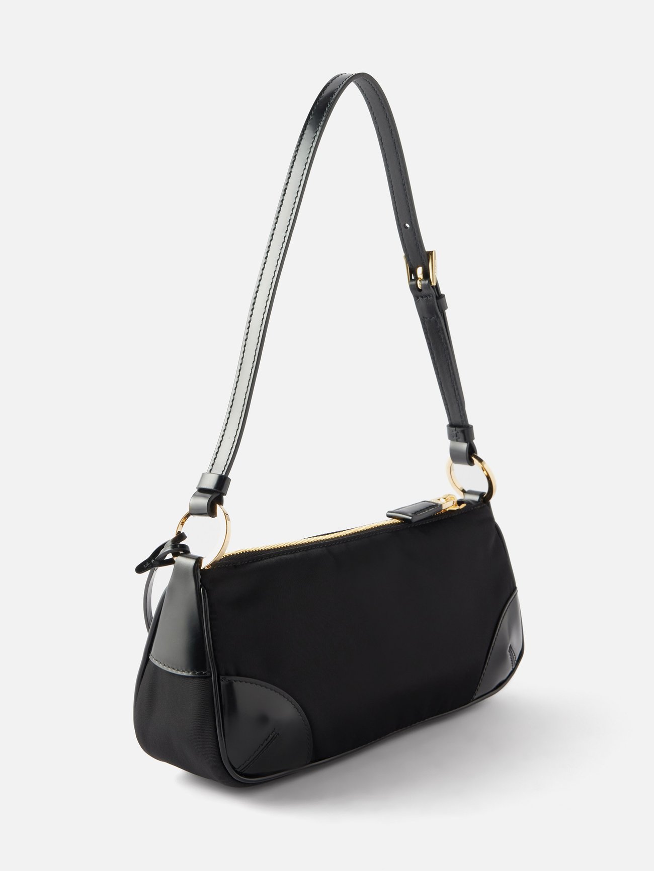 Black Re-Edition nylon and leather shoulder bag | Prada | MATCHES UK