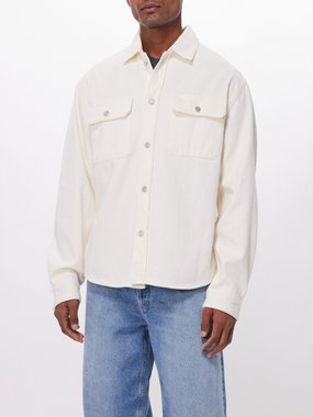 FRAME Flap-pocket cotton-terry overshirt